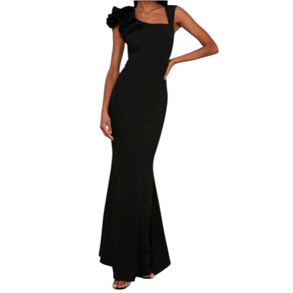 Lulus Lucette Black Sleeveless Ruffled Maxi Dress